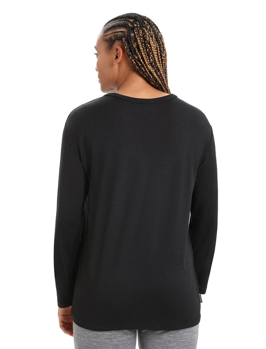 Icebreaker Merino Granary T-Shirt Naisten Long Sleeve Mustat | FI 1639GSOL